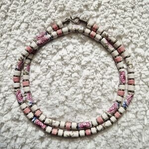 Vintage Ceramic Beaded Floral Necklace
